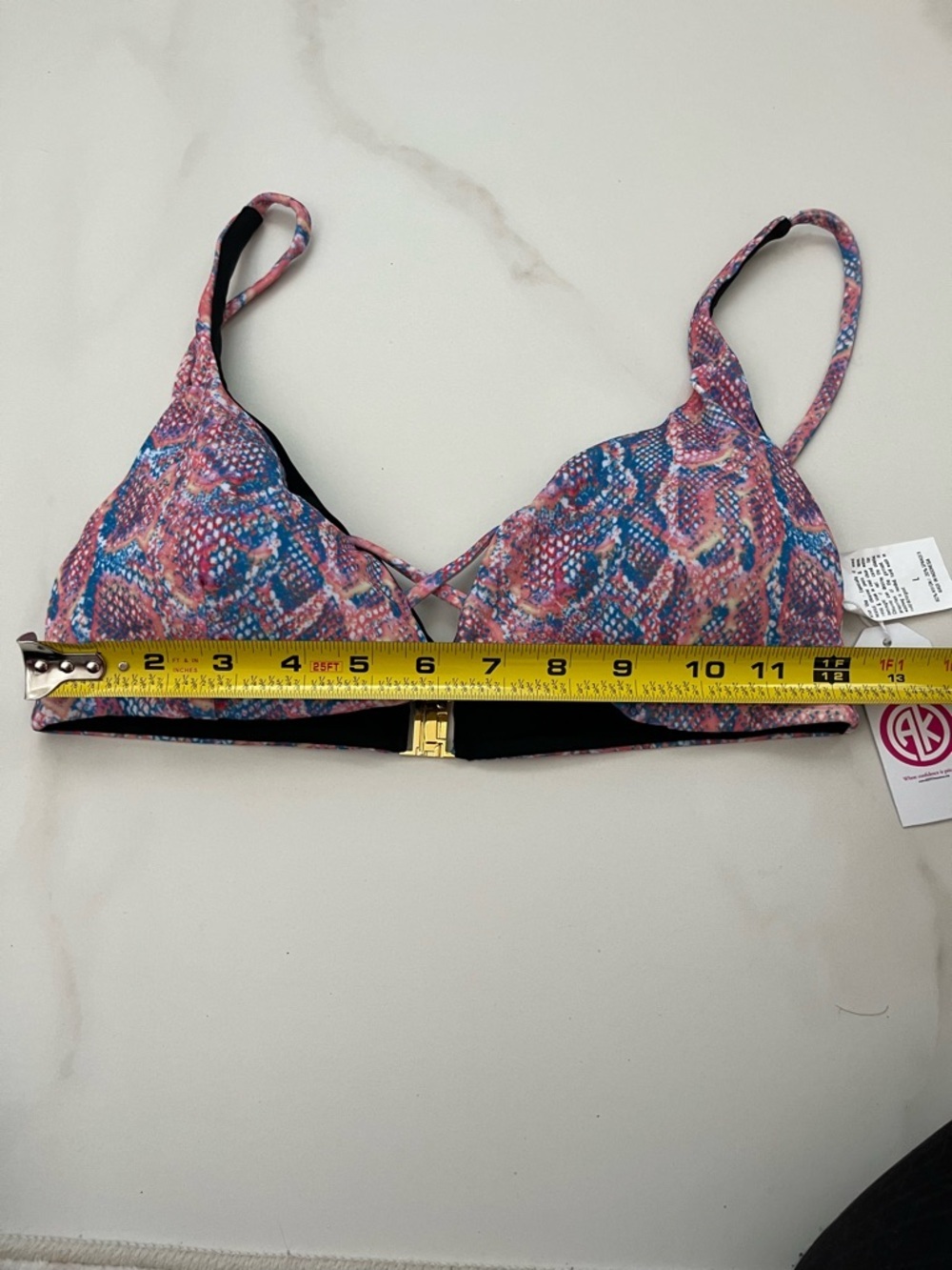 Colorful Pink & Blue Patterned Bikini Top padded Large - Picture 5 of 7